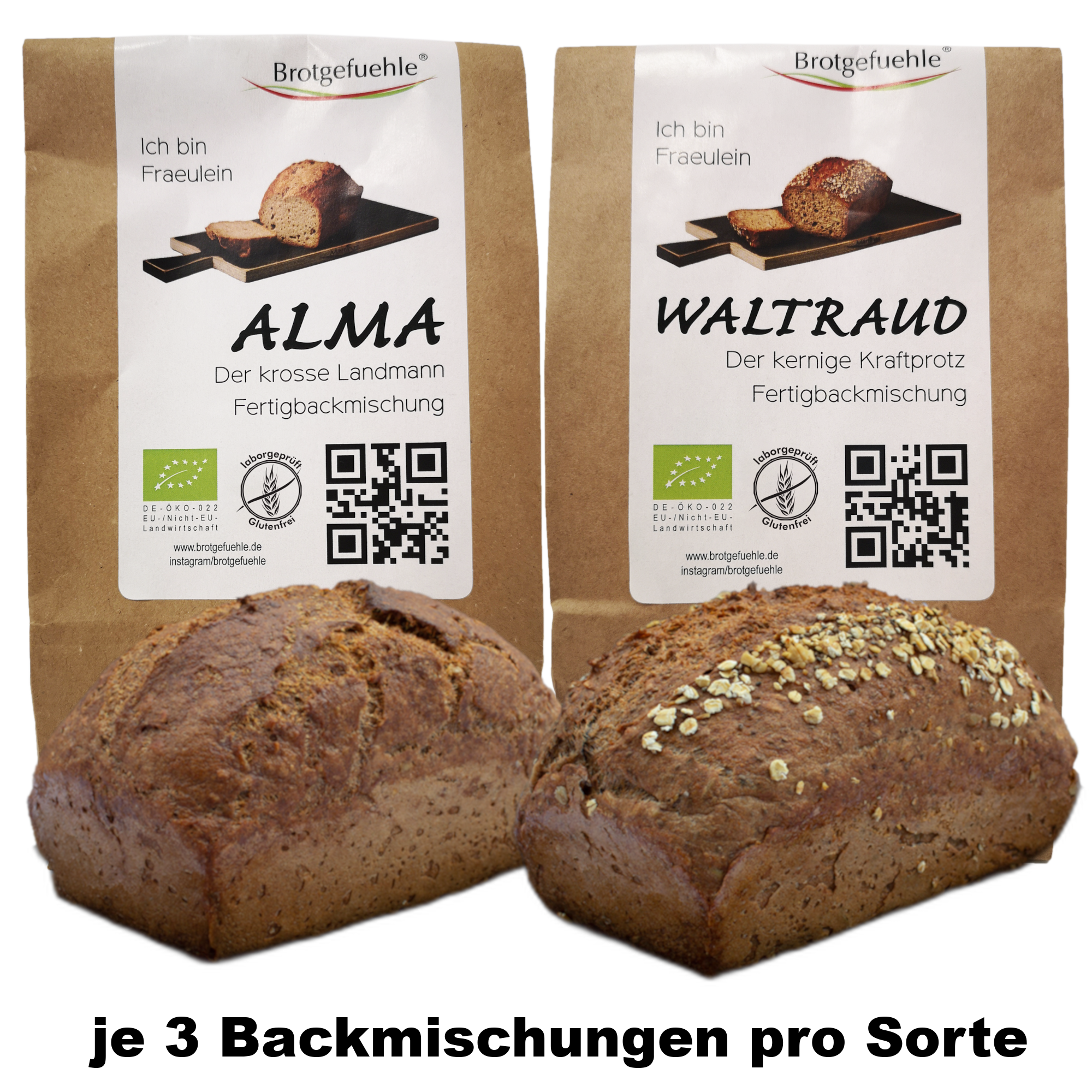 Brotbackmischungen Alma und Waltraud